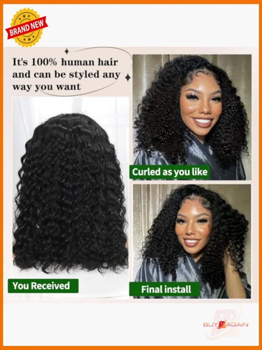 Human Hair Bob Wig Deep Wave Lace Front Curly 220% Density 14 Inch